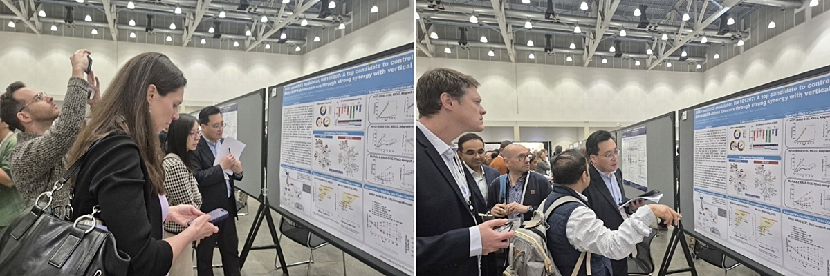 Dr. Seung Hyun Jung at Hanmi R&D Center explained the study on “SOS1-KRAS Interaction Inhibitor (HM101207)”, a promising candidate for global combination cancer therapy strategies, to attendees using a research poster.